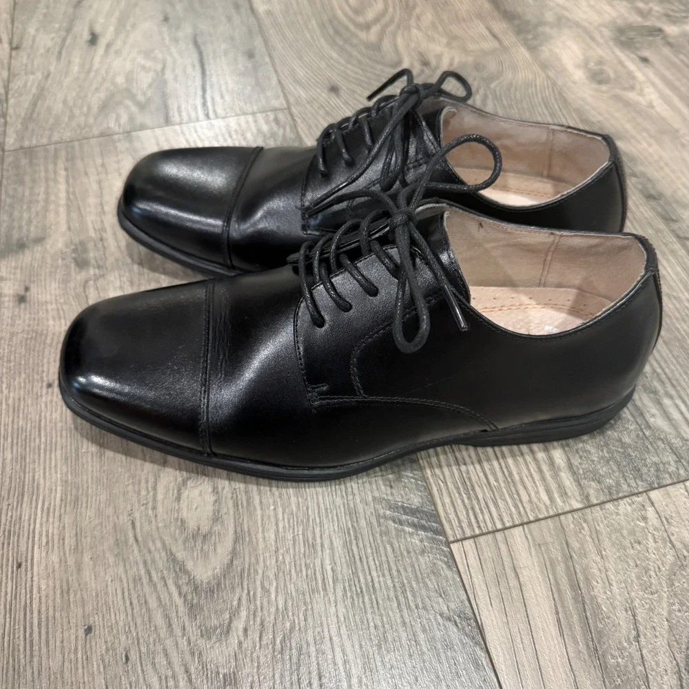 Florsheim Kids Reveal Cap Toe Oxford Jr Dress Shoes Black Boys Size 5M